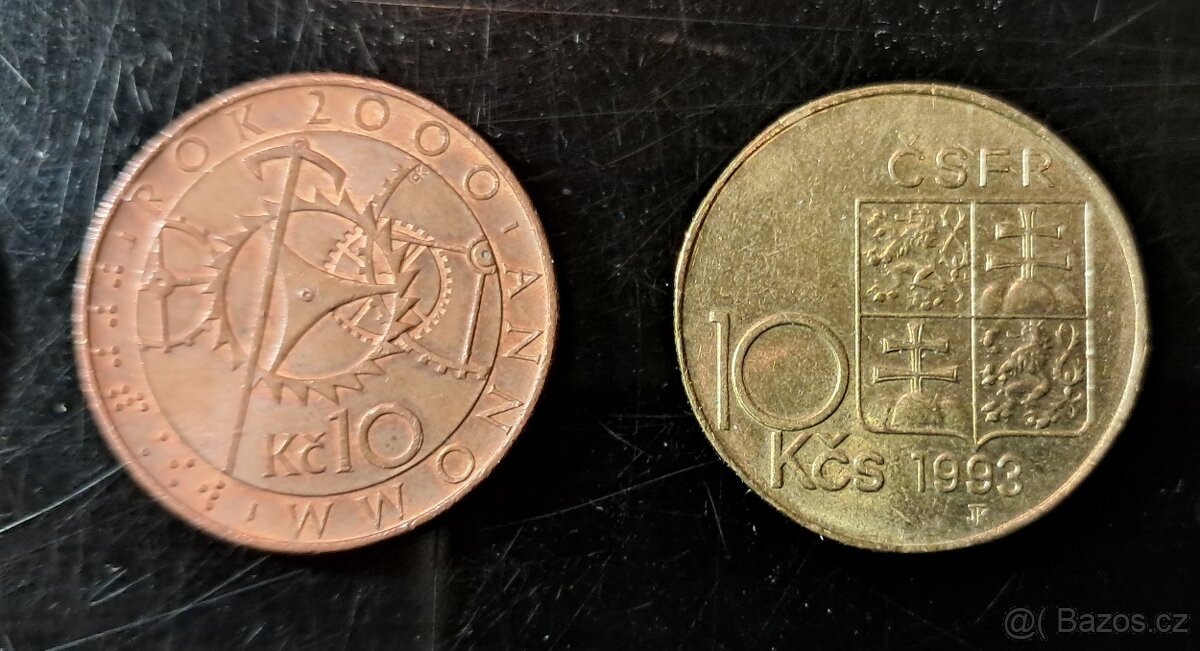 České 10tikoruny a 20tikoruny