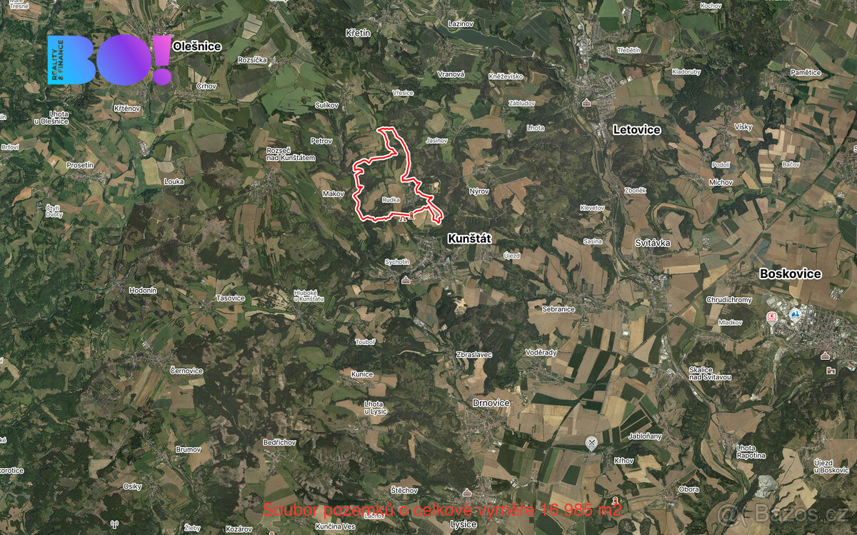 Prodej pole, 16985 m², Rudka u Kunštát