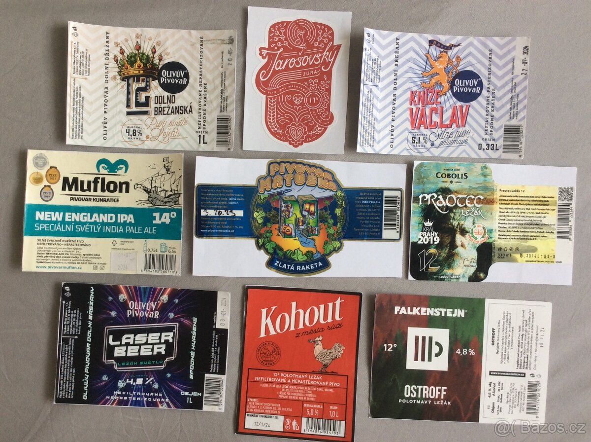 Pivní etikety - samolepky minipivovarů