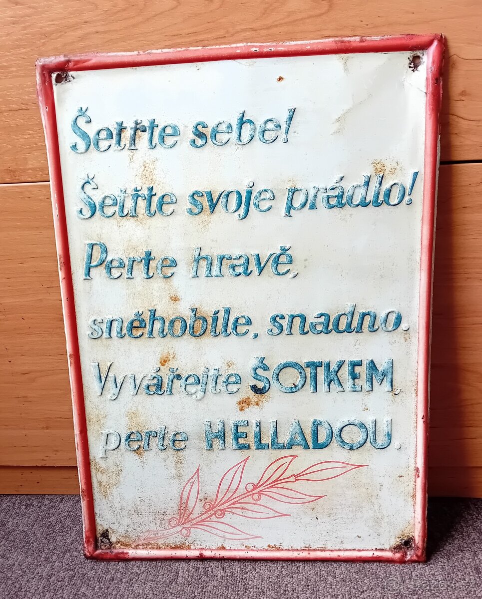 Velká reklamní plechová cedule Hellada