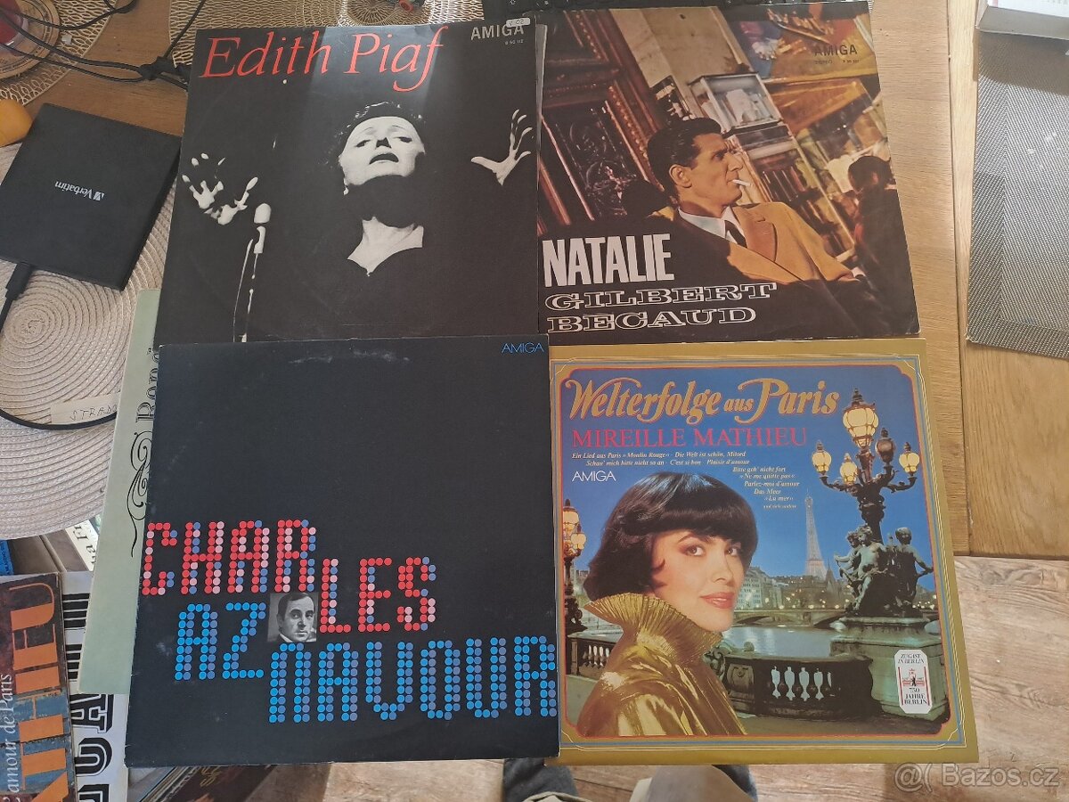 10x vinyl- edith piaf, aznavour, becaud, brel, mathieu