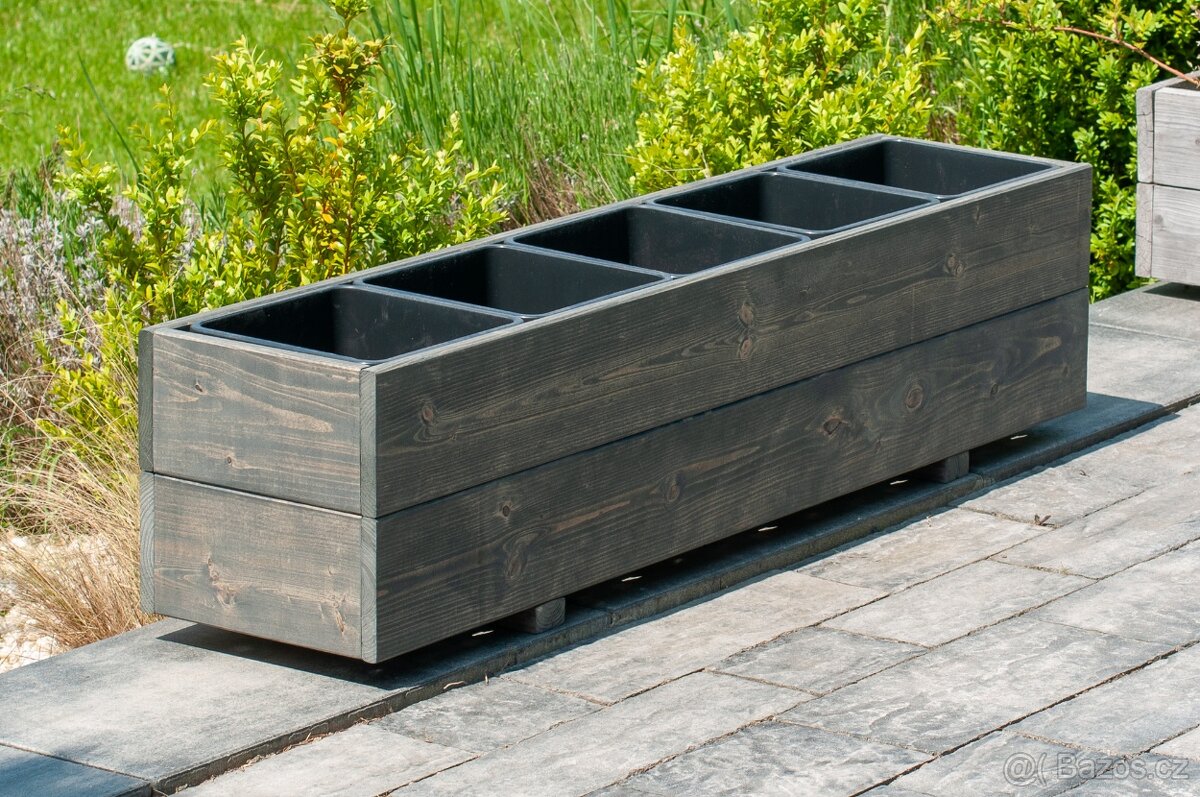 Dřevěné truhlíky na terasu - antracit / šedá
