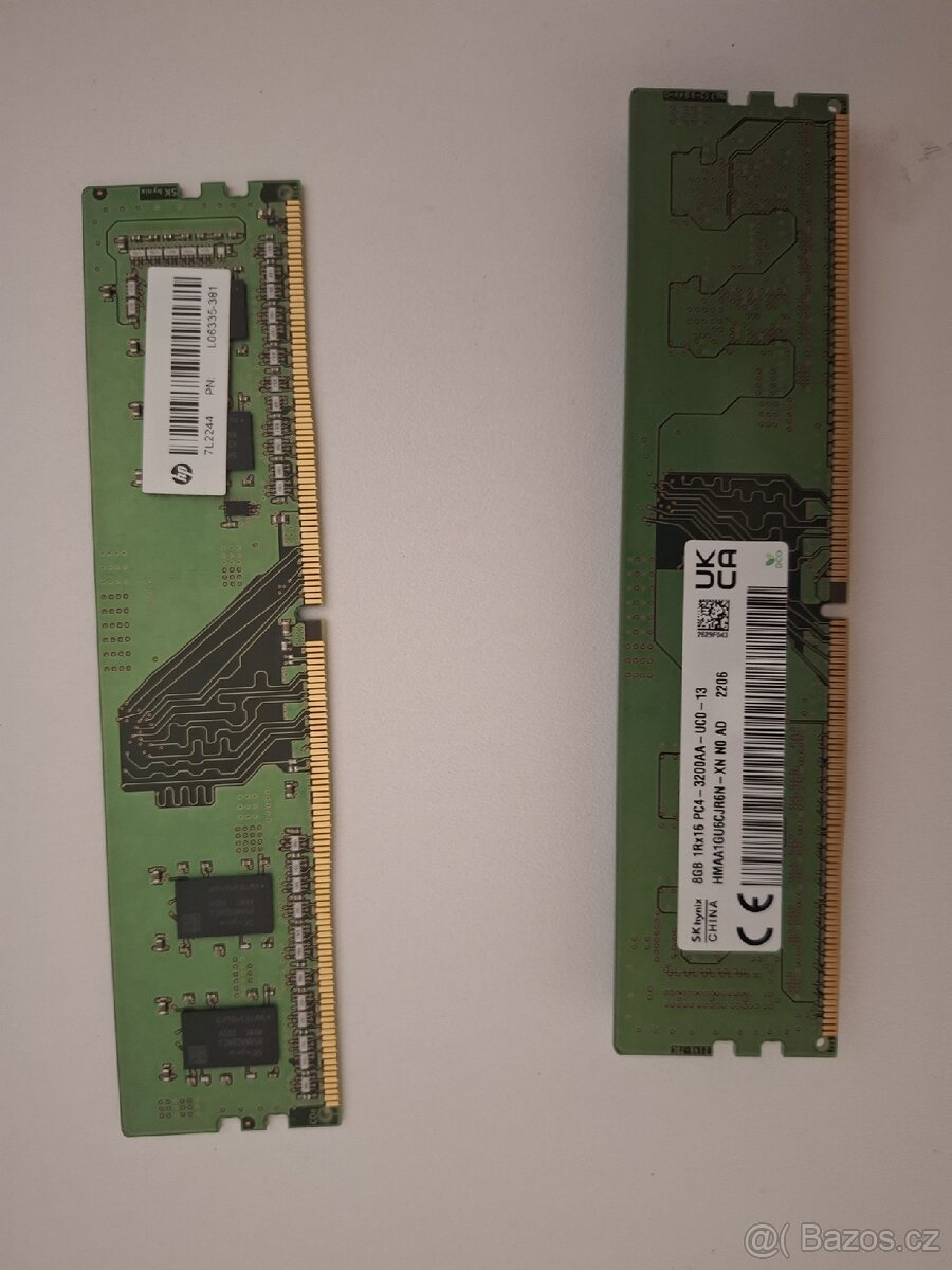 Prodám RAM paměti DDR4 – 2× 8 GB (16 GB) 3200 MHz