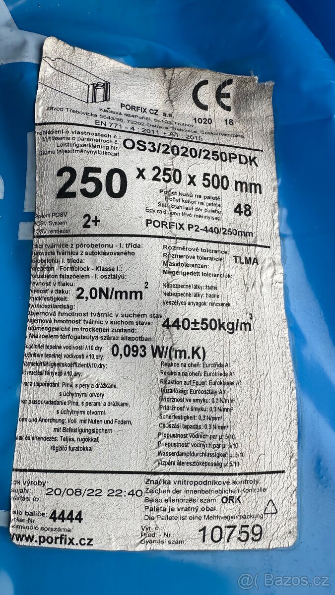 Porfix 250x250x500