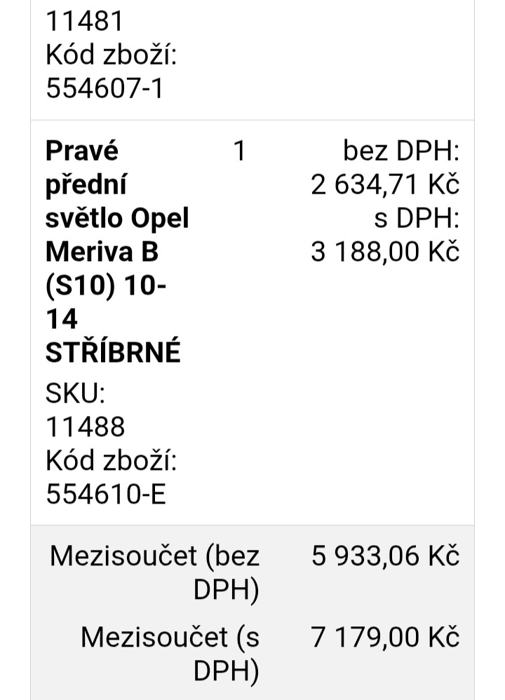 Pravé přední světlo Opel Meriva B