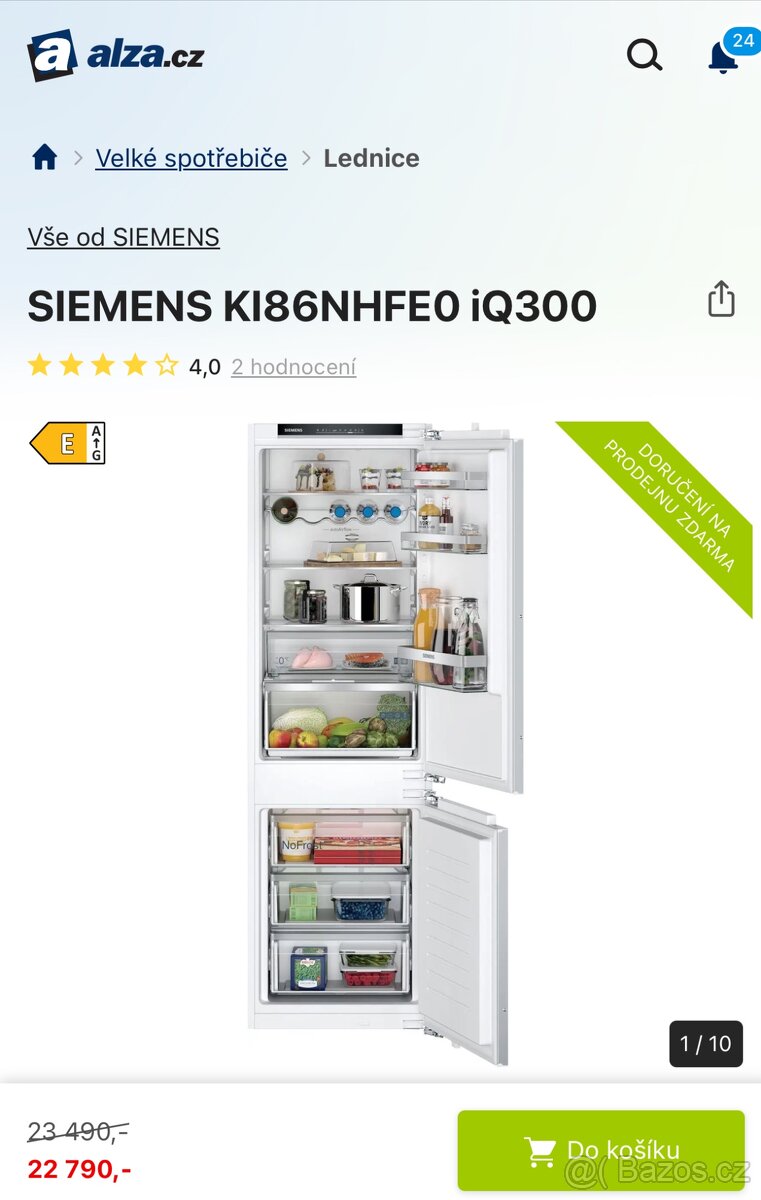 Lednice s mrazákem Siemens iQ300