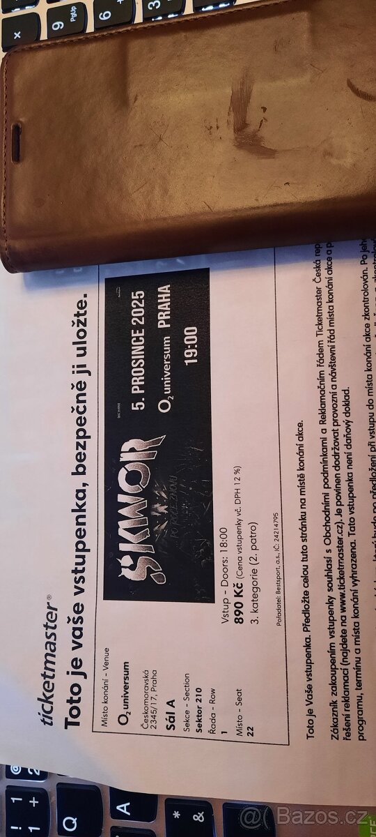 prodám 2 lístky k sezení na koncert Škvor 5.12.2025