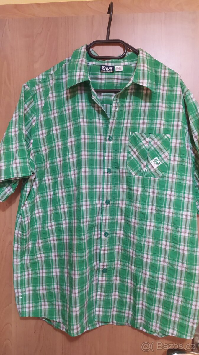 Zelená pánská kostkovaná košile sportovní funkční outdoor XL