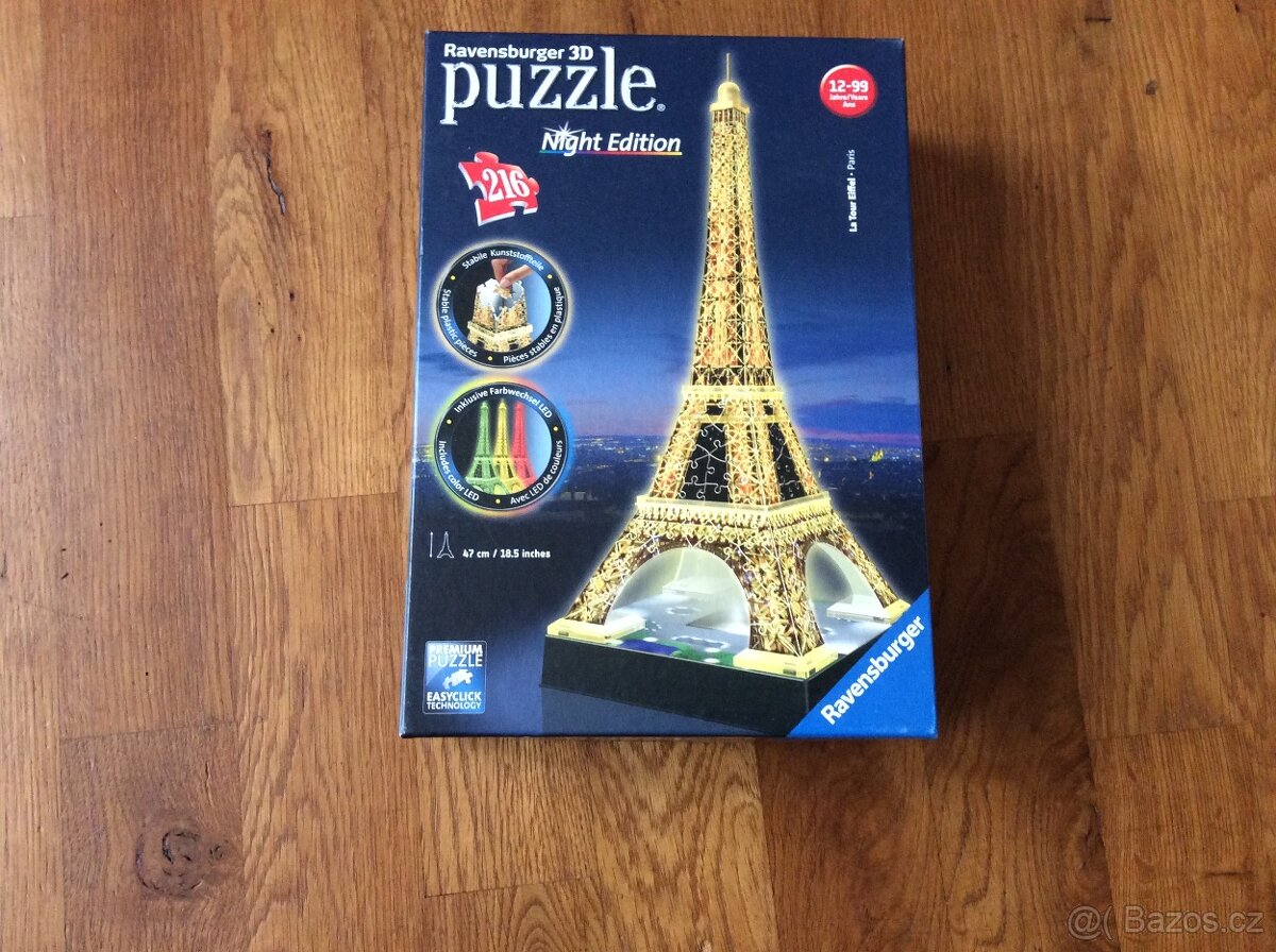 Svíticí 3D puzzle Eiffelovku