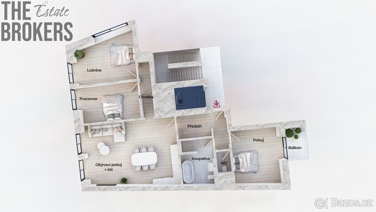 Prodej bytu 4+kk s  balkonem  114 m2, Praha 6- Suchdol