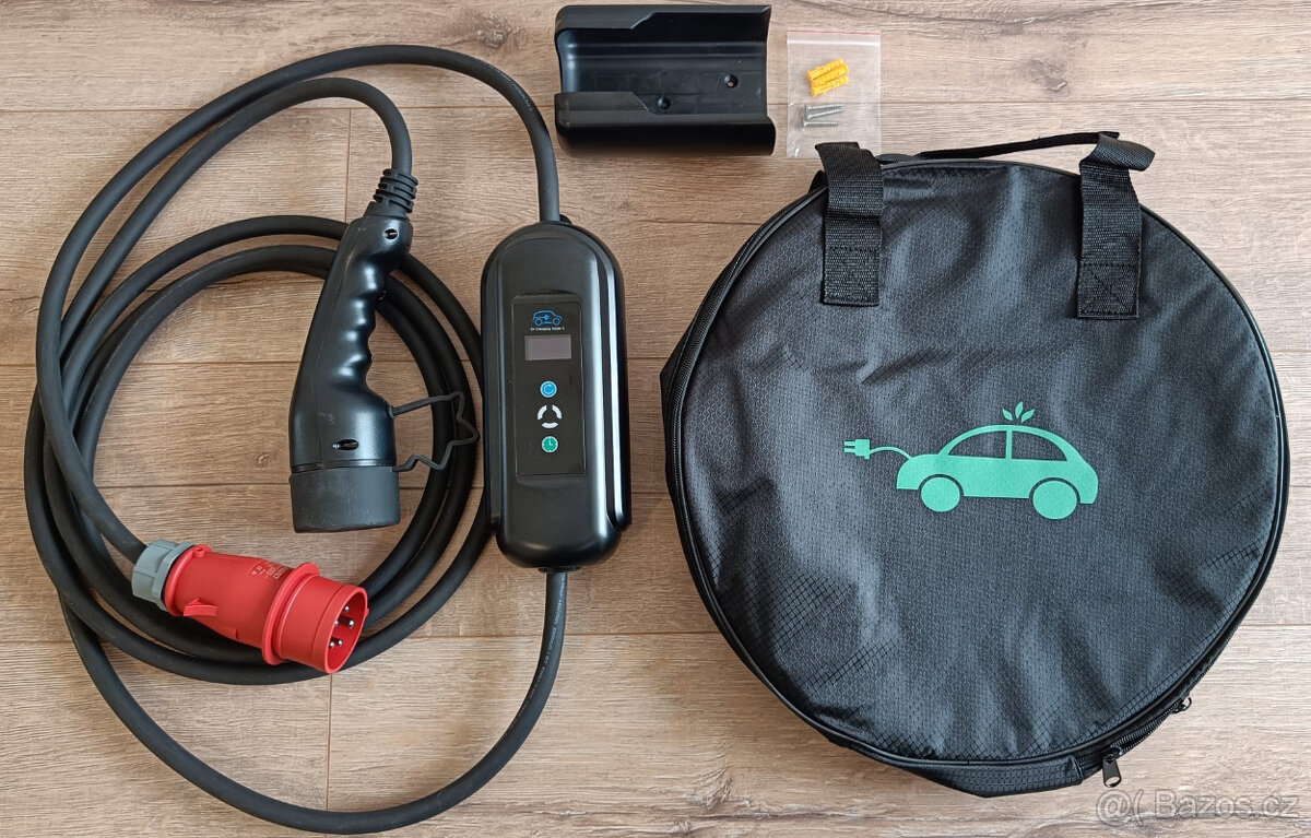 Nabíječka, nabíjecí kabel Typ 2 11kW 3F/1F, držák na zeď