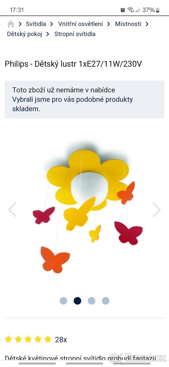 Dětský lustr motýli