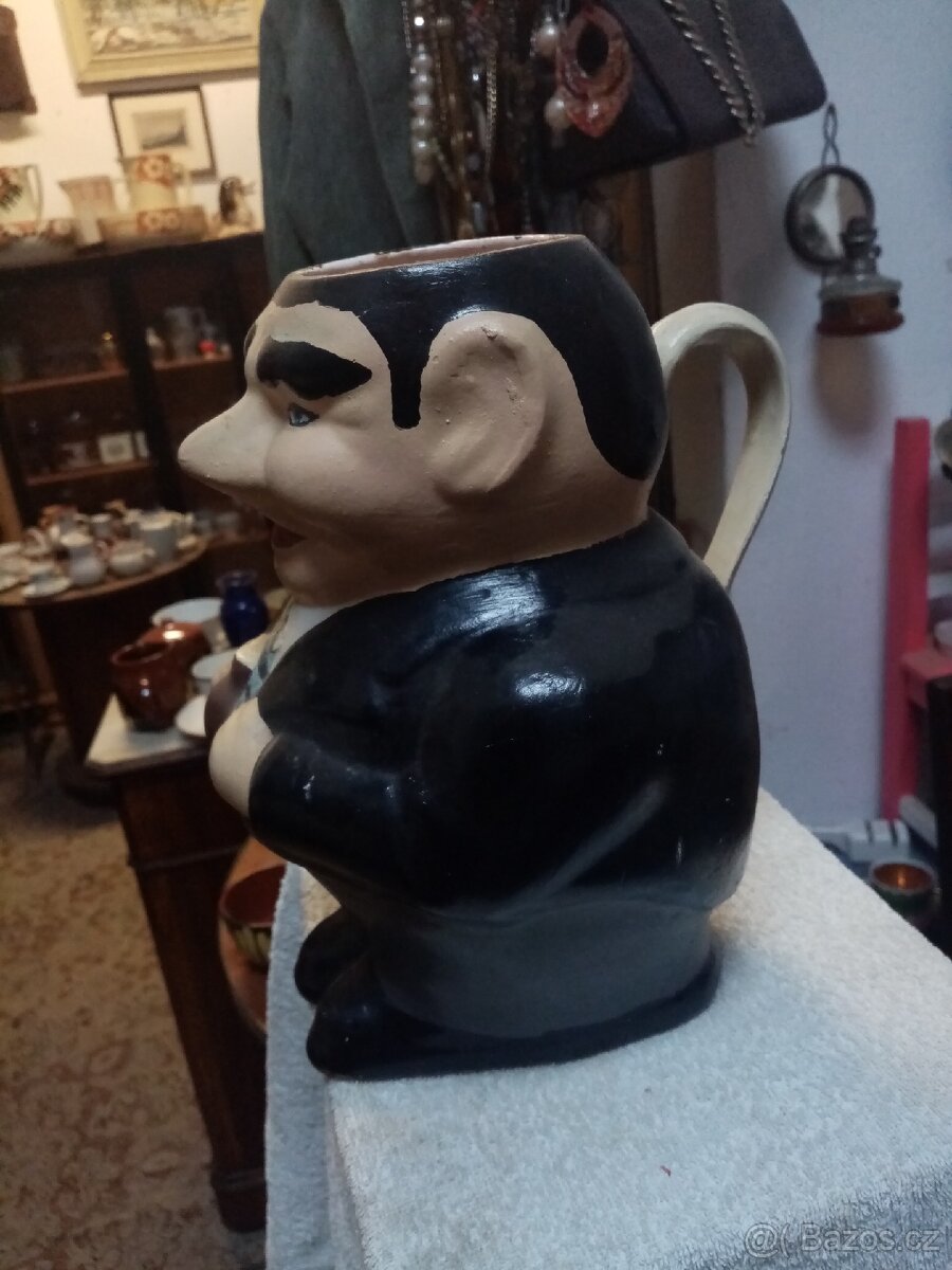 Starožitný keramický glazurovaný džbán