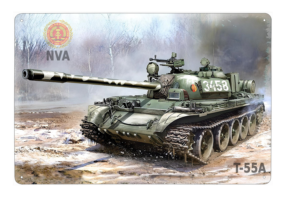 plechová cedule - tank T-55A (Východní Německo)