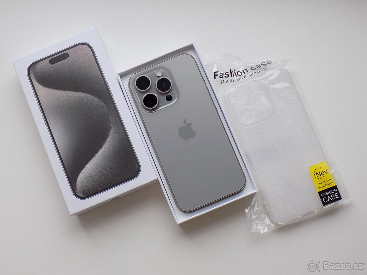 APPLE iPhone 15 Pro 128GB Přírodní titan - ZÁRUKA - TOP STAV