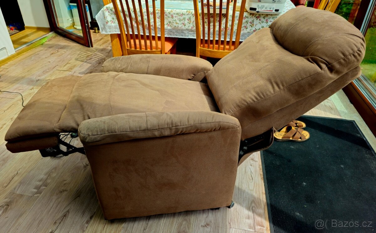 Elektrické polohovací a zvedací TV relaxační křeslo