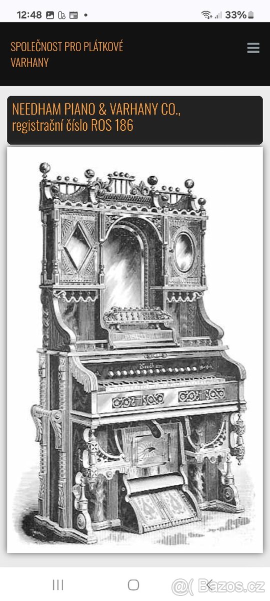 Plátkové harmonium W. Howlett & sohn NEEDHAM Waschington