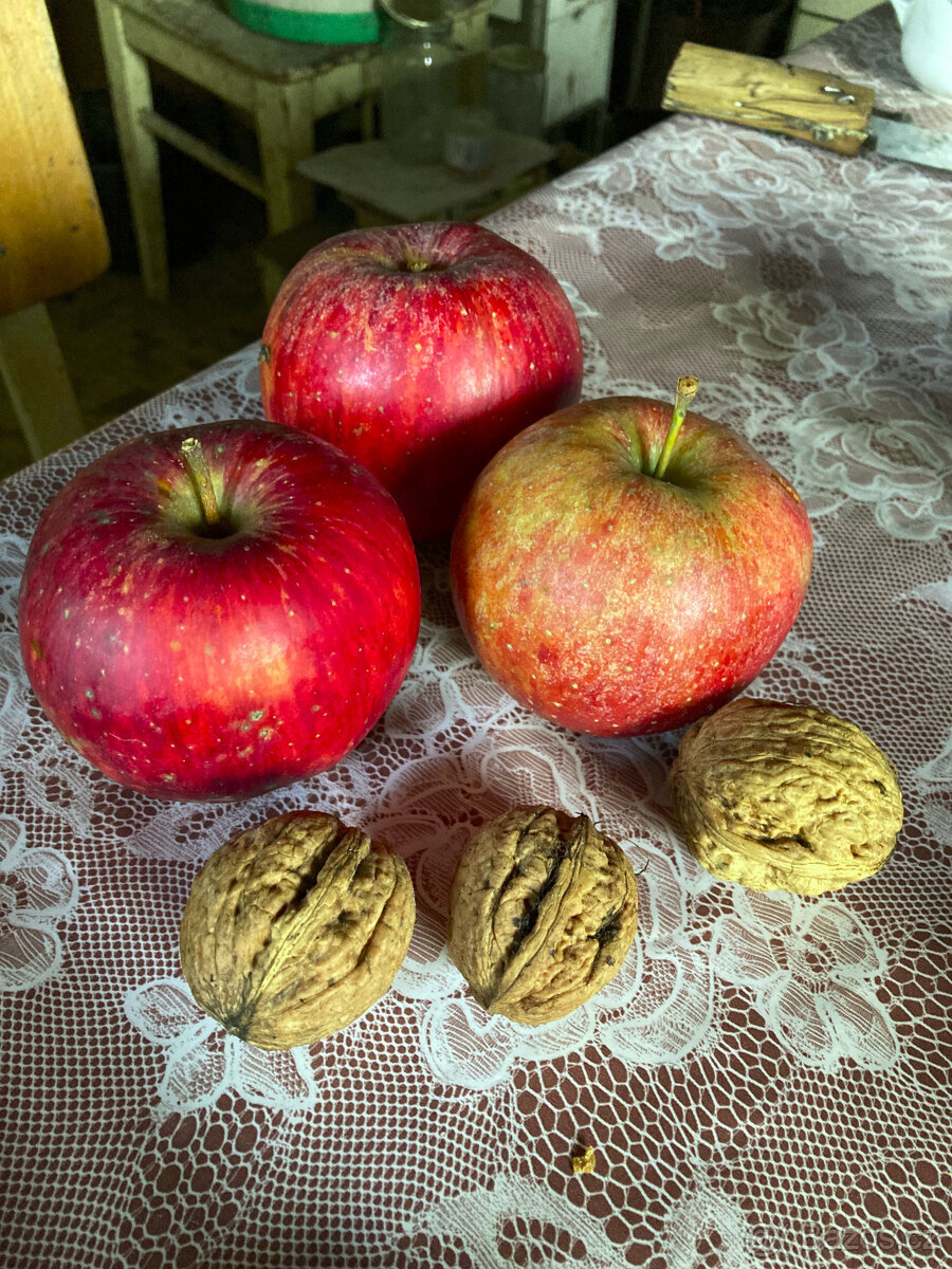 Prodej jablek a vlašských ořechů