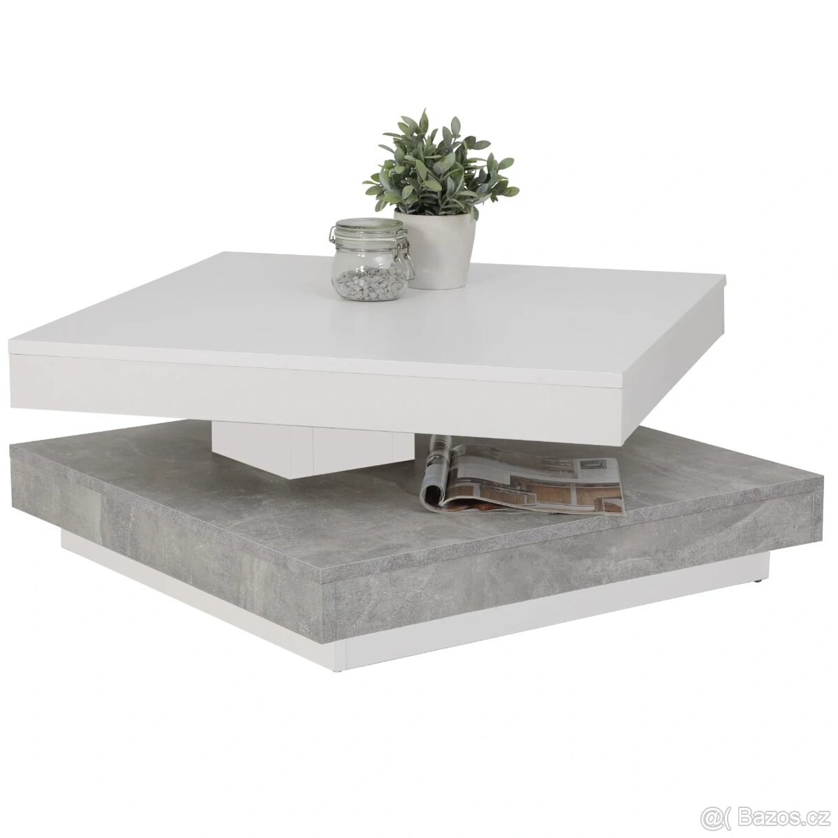 Konferenční stolek  - bílá/beton