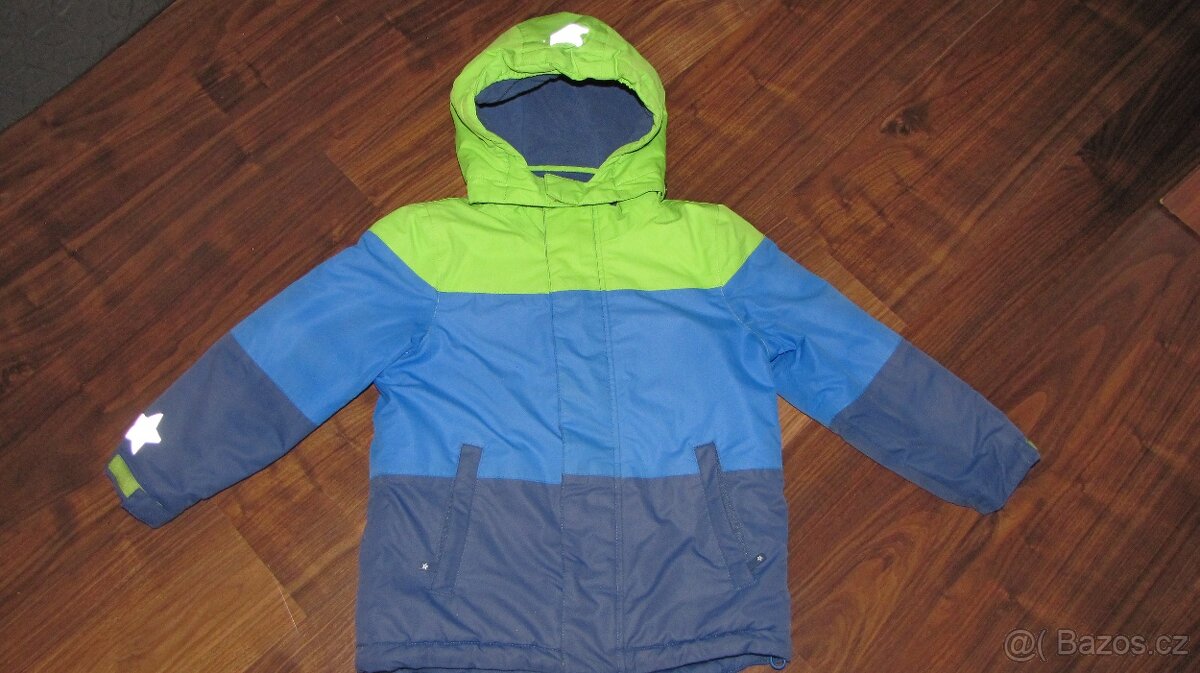 Zeleno-modrá zimní bunda zn. Tchibo vel. 110/116
