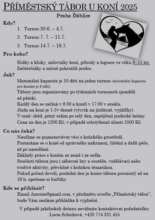 Příměstský tábor s koňmi Praha 8