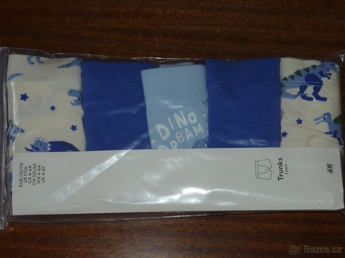 Nové-H&M-5x Trenýrky na chlapce 4-6 Let