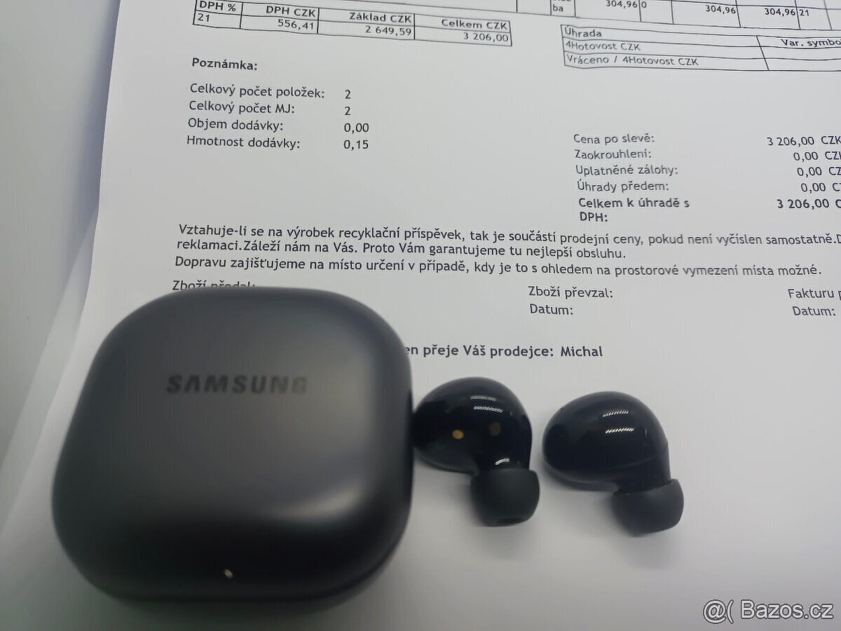 Sluchátka Samsung Galaxy Buds2 SM-R177, doklad, záruka