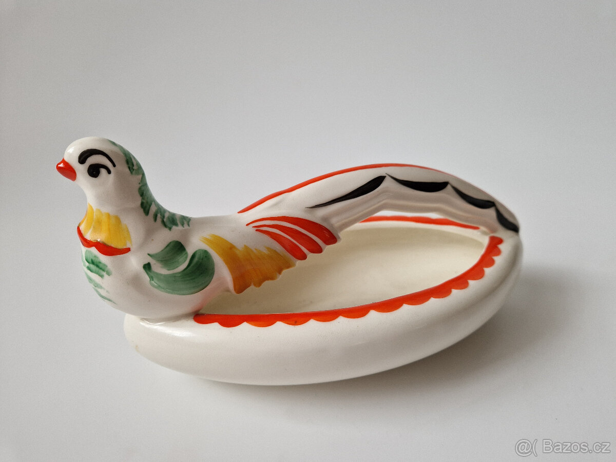 Stará miska bažant ruční malba Ditmar Urbach Art Deco
