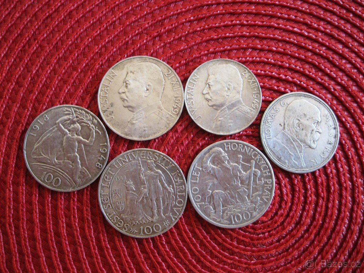 6 ks jubilejní stříbrné čs mince