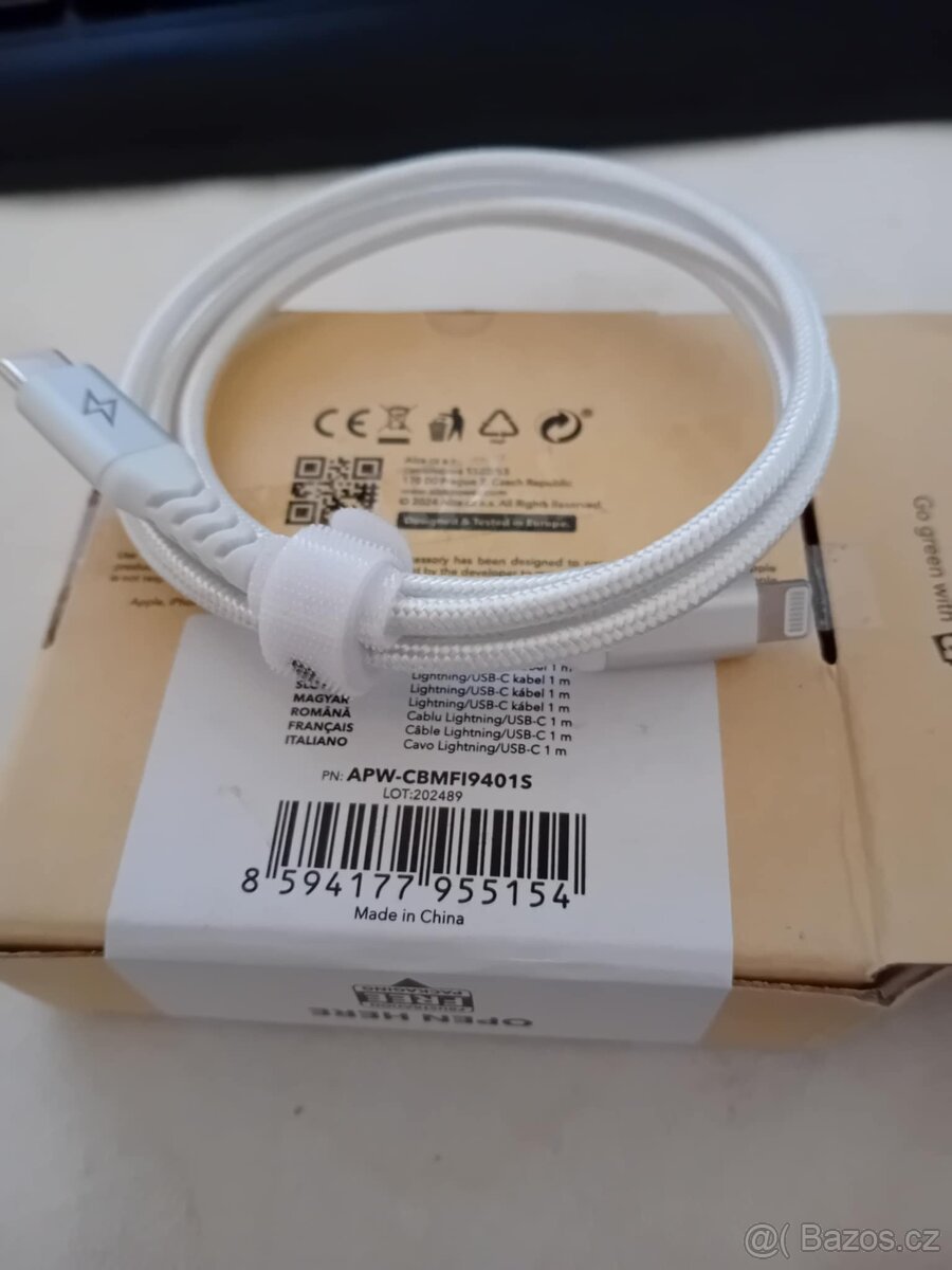 AlzaPower AluCore USB-C to Lightning MFi 1m stříbrný