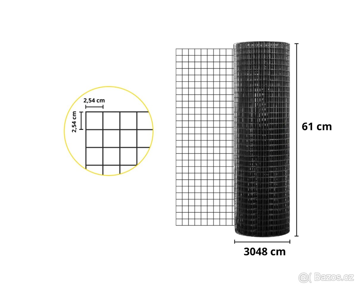 Drátěný plot pro slepice a králíky, 0,61×30m