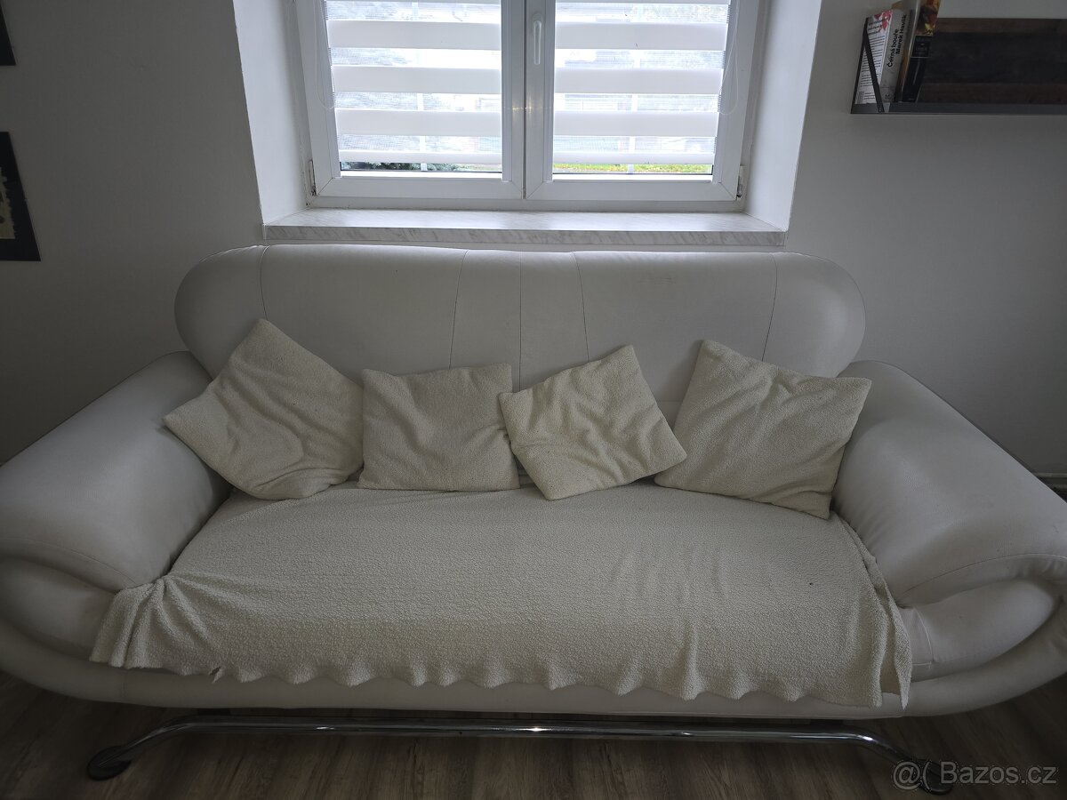 Sedací souprava 3,2,1 umělá kůže- bílá