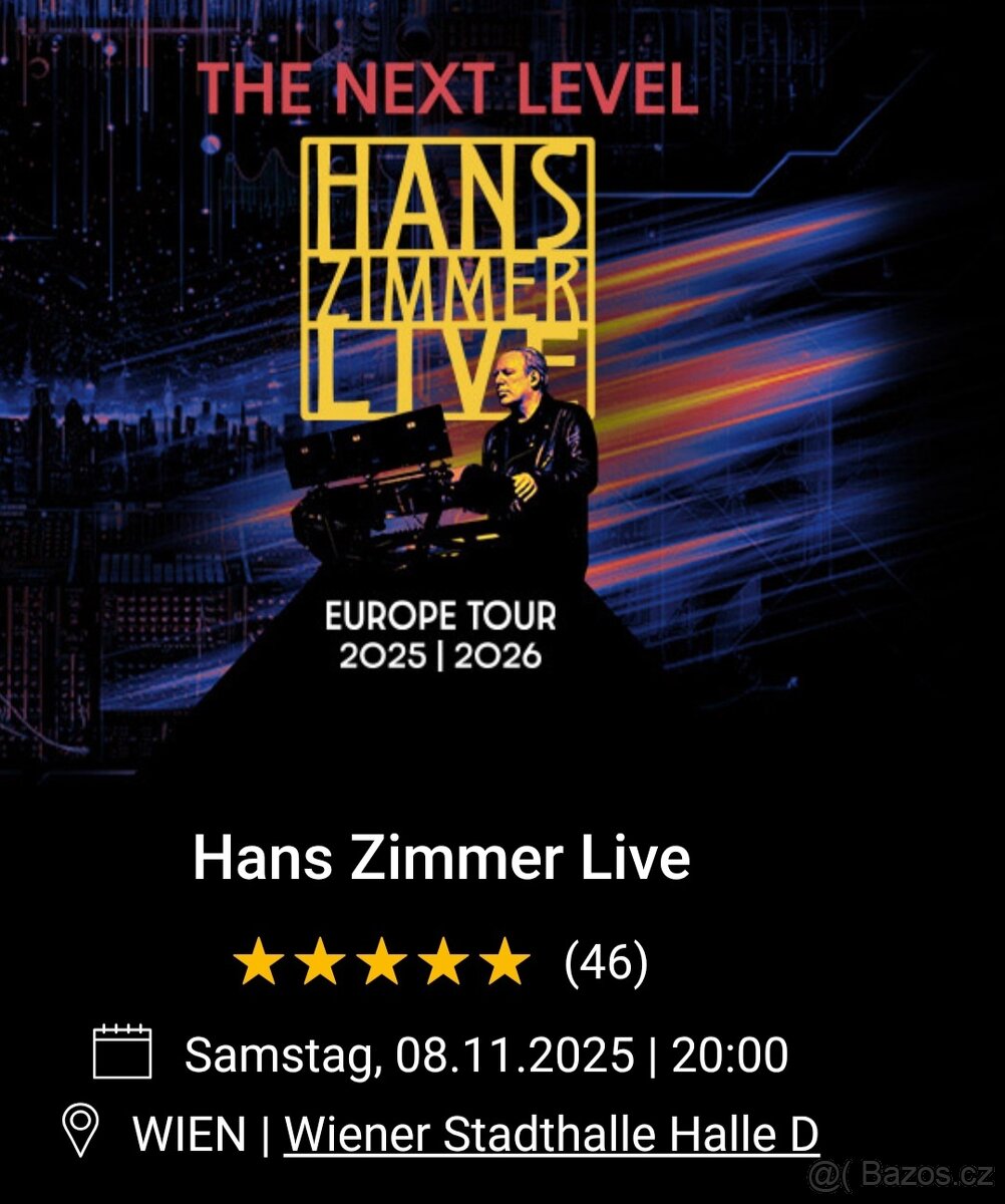 Hans Zimmer - Vídeň - 2 vstupenky na sezení