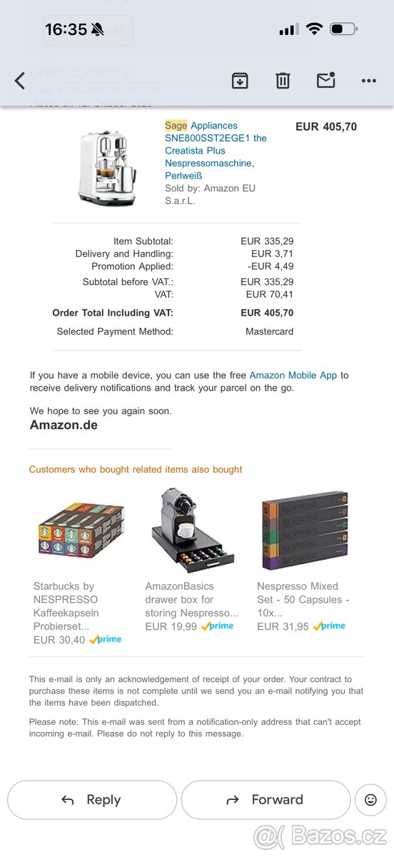 Kavovar Sage Nespresso bila