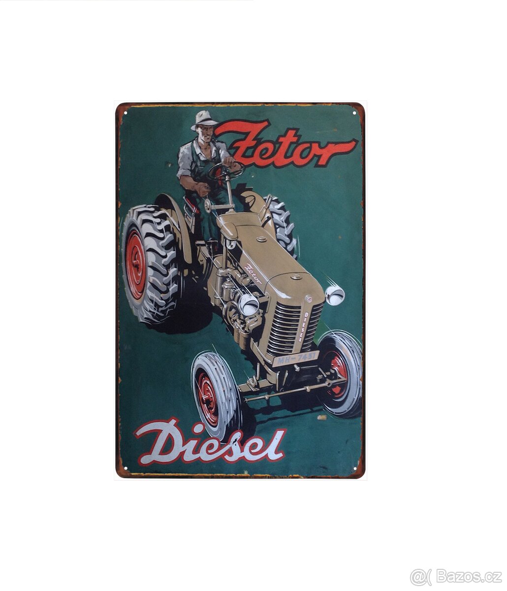 plechová cedule - traktor Zetor Diesel (dobová reklama)