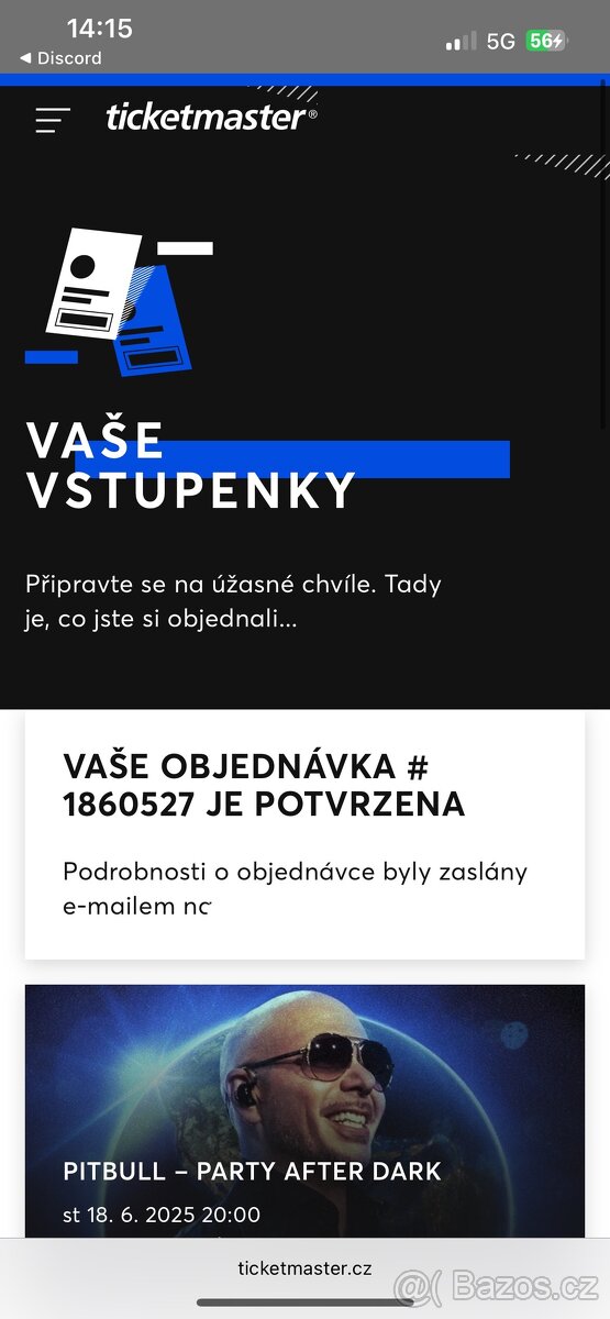 2 vstupenky na pitbulla do sektoru 101