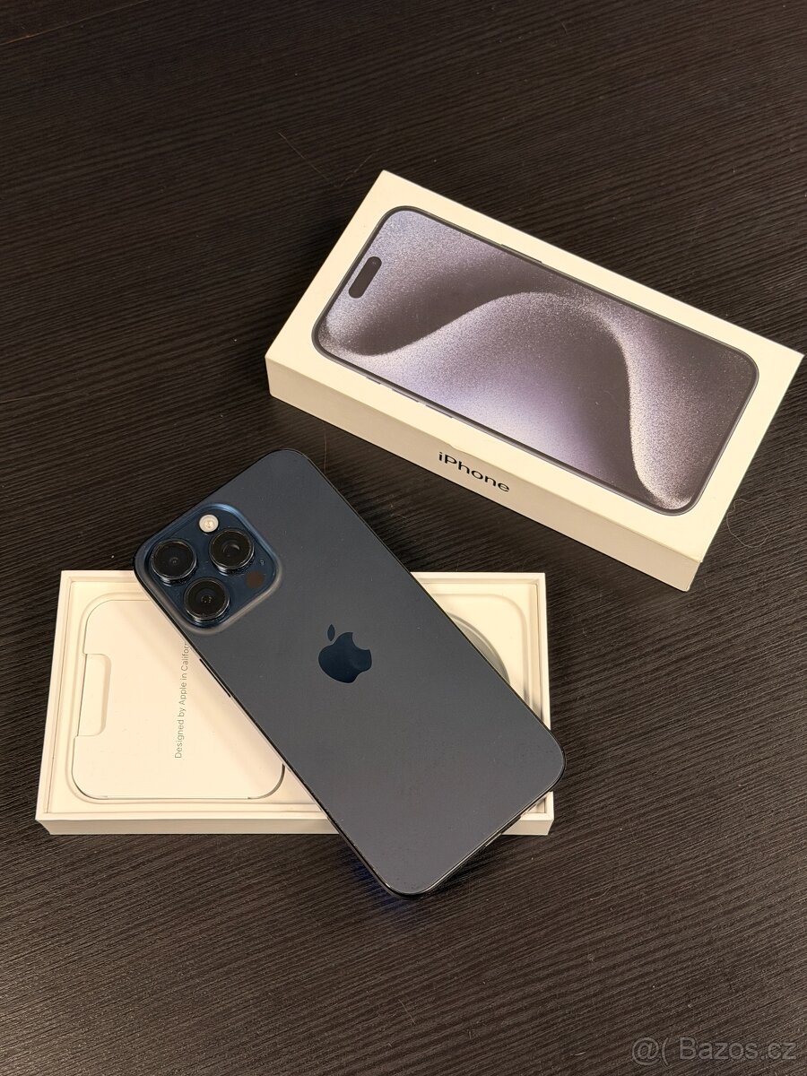 iPhone 15 Pro Max 512GB modrý titan - výborný stav
