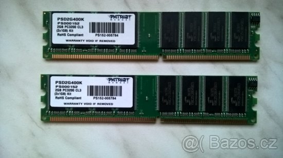 Patriot DDR 2GB 400MHz CL3 PSD2G400K - 2ks