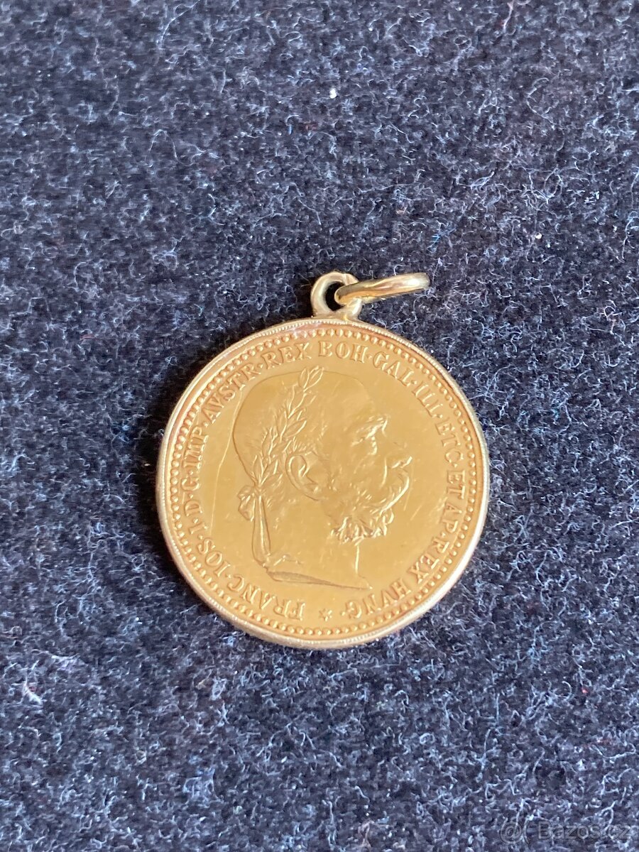 Přívěsek Zlatá mince Desetikoruna Frantiska Josefa I. 1905