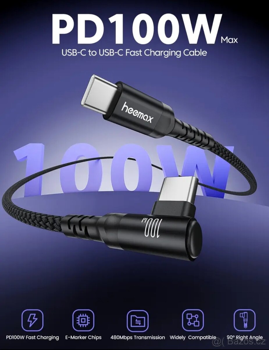 USB-C/USB-C kabel s 100W nabíjením a přenosem dat