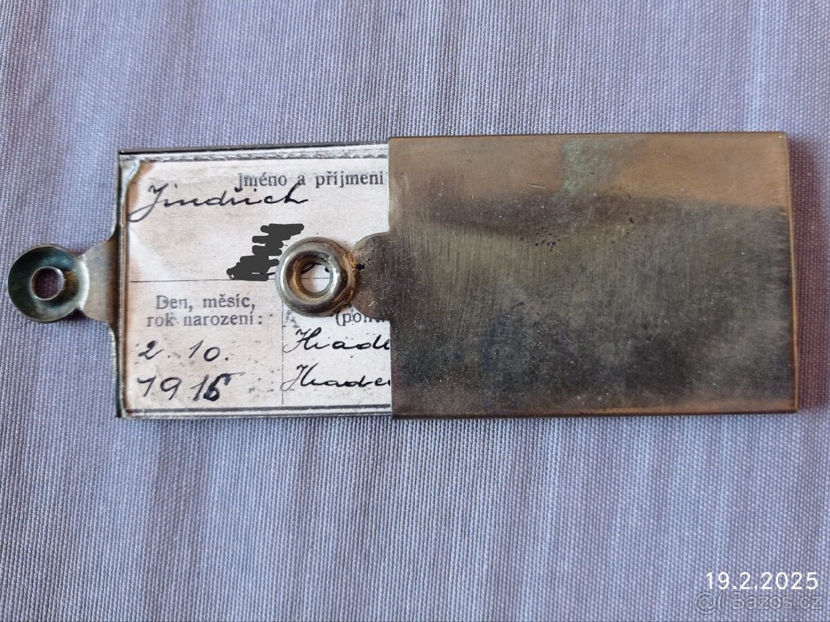 Armádní známka, ORIGINÁL, meziválečná ČSR, 1.republika