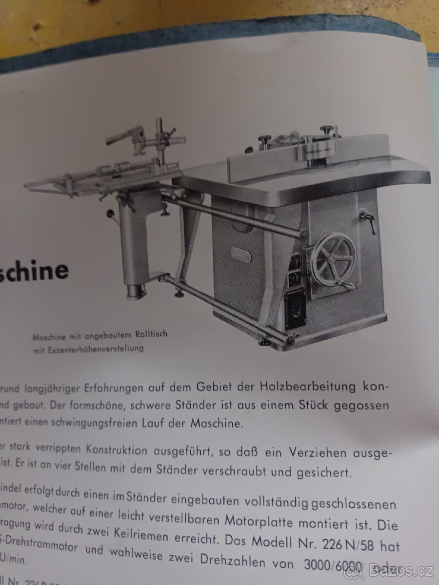 Vybavení truhlářské dílny,fréza,dlabačka,bruska.