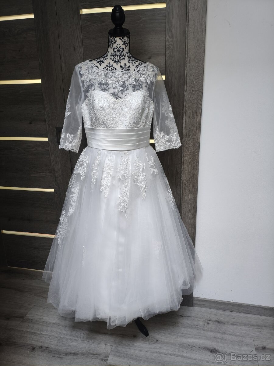 Midi svatební šaty 40/42