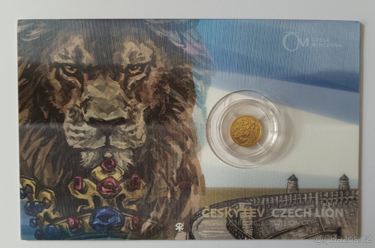 Zlatá 1/25 Oz investiční mince Český lev 2023 standard číslo