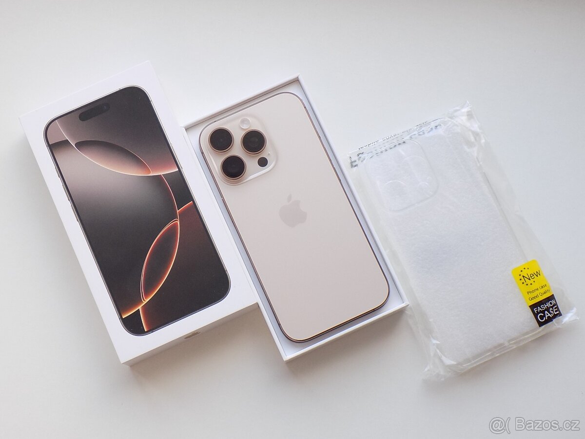 APPLE iPhone 16 Pro 128GB Pouštní titan - ZÁRUKA - 100% BAT.