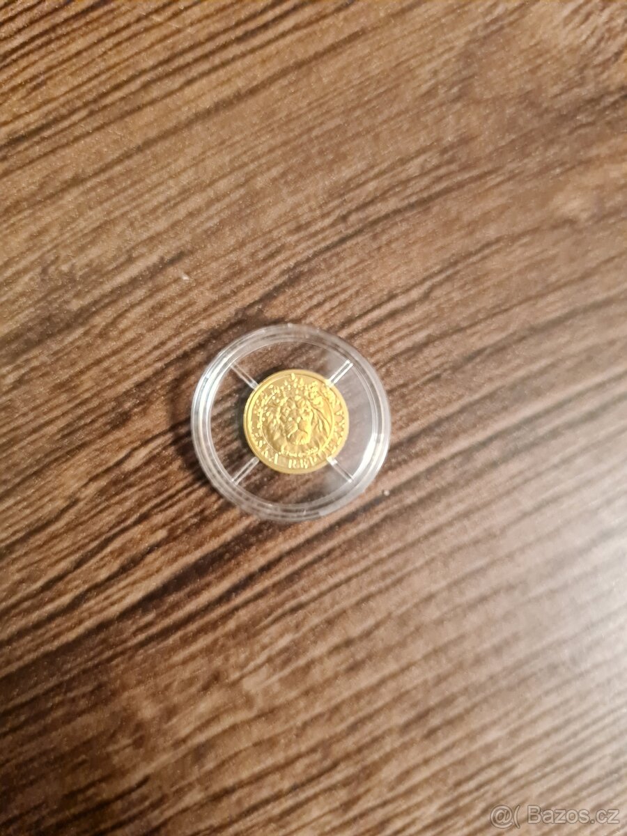 PRODÁNO Zlatá 1/25oz investiční mince Český lev 2022