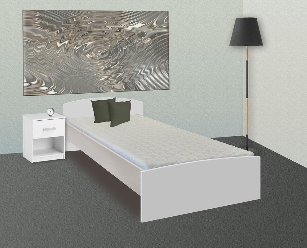 Postel 90x200 včetně matrace a roštu. Bílá