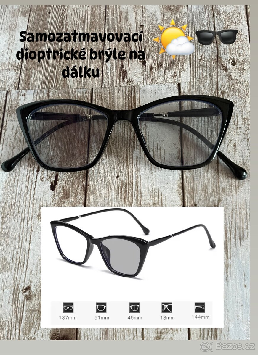 Samozatmavovací dioptrické brýle na dálku
