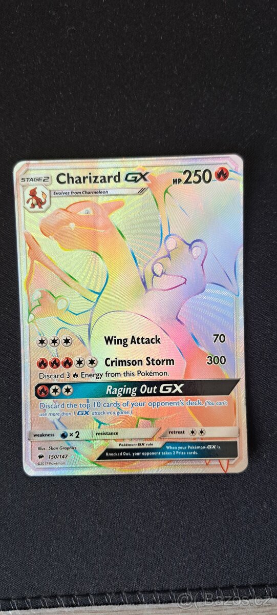 Pokémon Charizard GX rainbow secret rare 150/147 2017