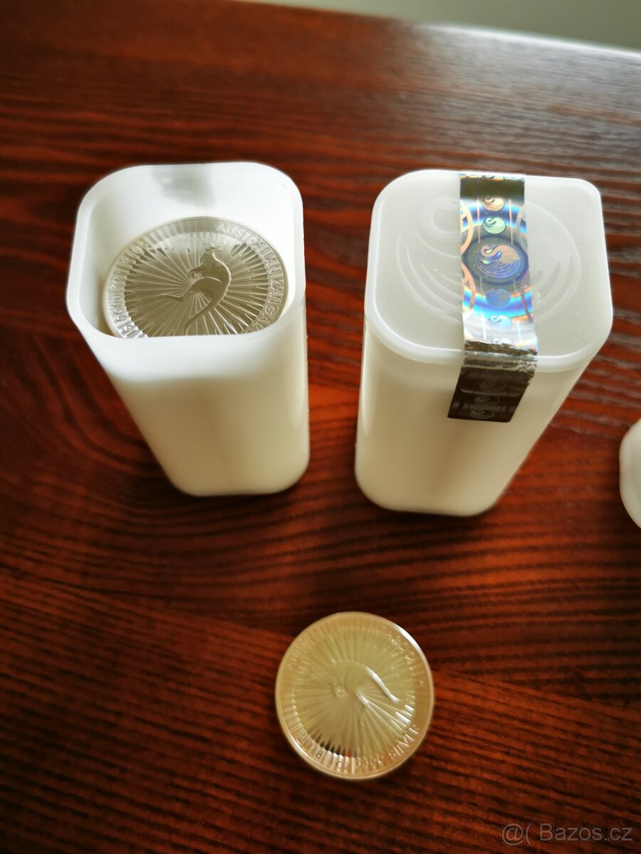 Investiční stříbrné mince 1oz Kangaroo, Philharmonik, Maple